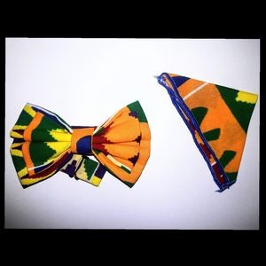 Handmade African Bowtie w/ Pocket Square